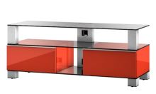 MD 9120  B-INX-RED - stolek černá skla,nerez, červený